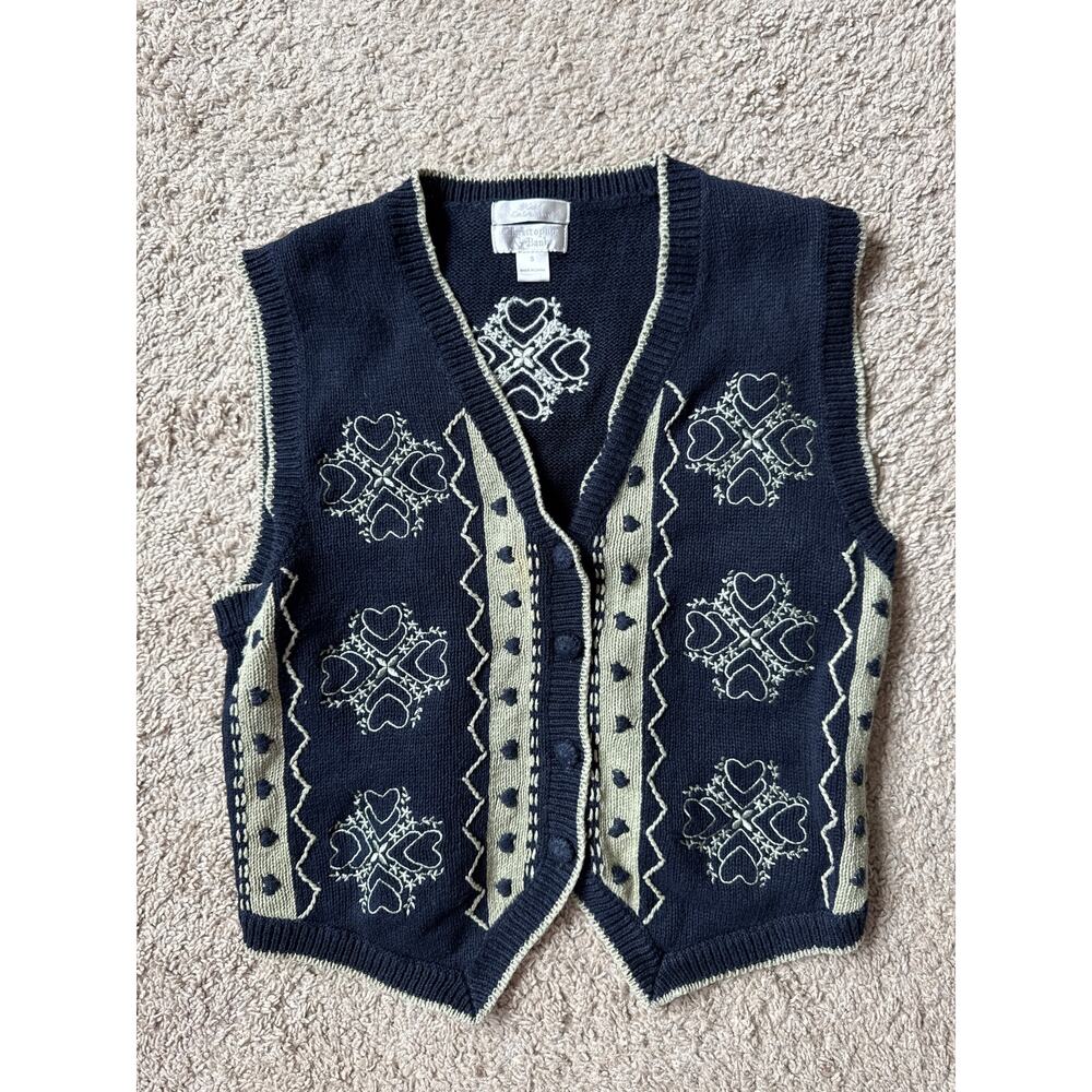 Grandmacore Heart Pattern Knit Vest
